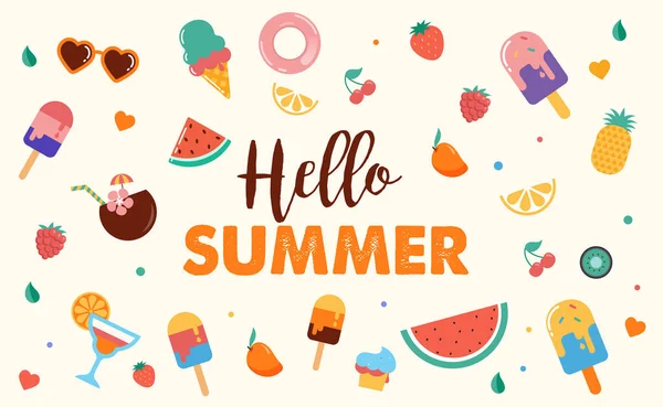 Hello summer abstract background, summer sale banner, poster design. Vector illustration — Stock Vector