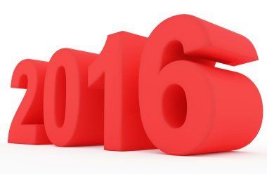 yıl 2016 kırmızı izole