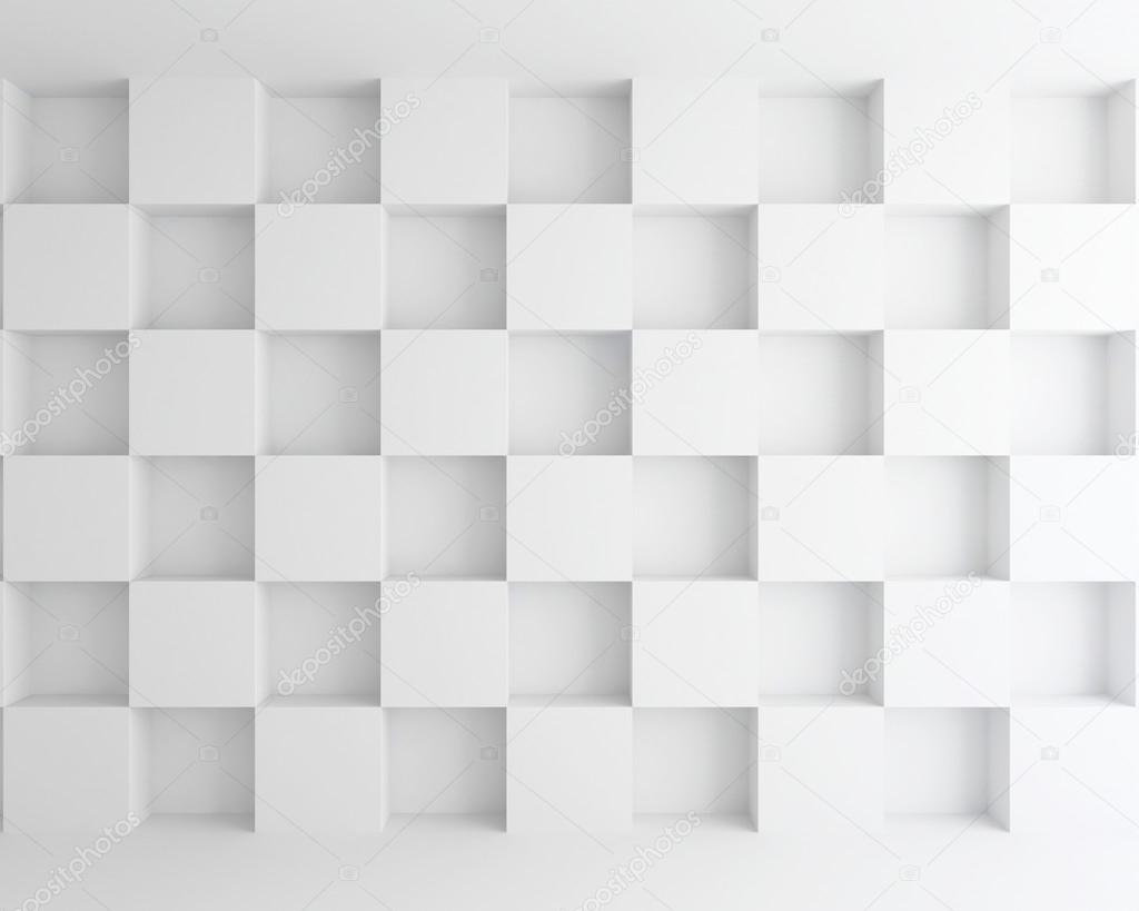 interior white cubic wall abstract background 3d