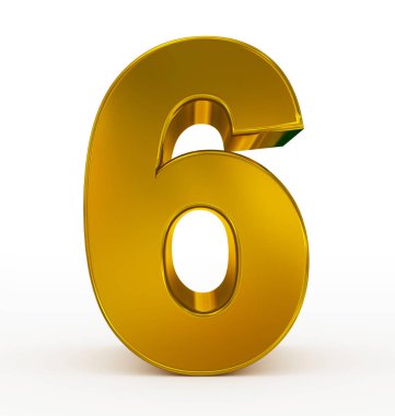 sayı 6 beyaz izole 3d altın