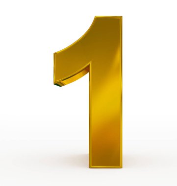 Sayı 1 beyaz izole 3d altın