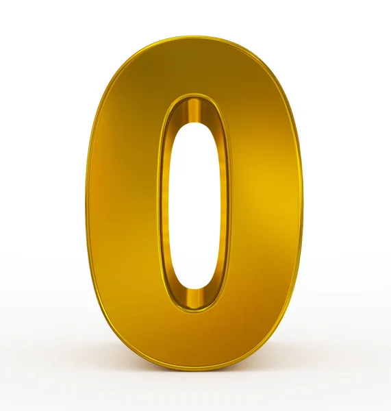 Número 0 3d dourado isolado no branco — Fotografia de Stock