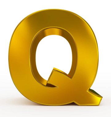 harf Q 3d altın beyaz izole