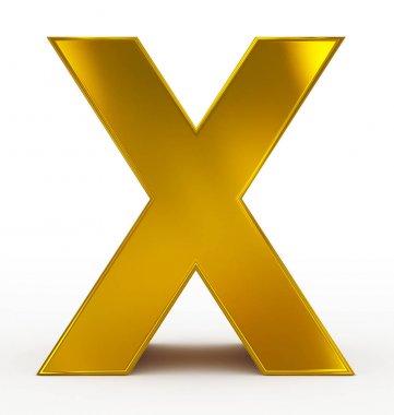 mektup X 3d altın beyaz izole