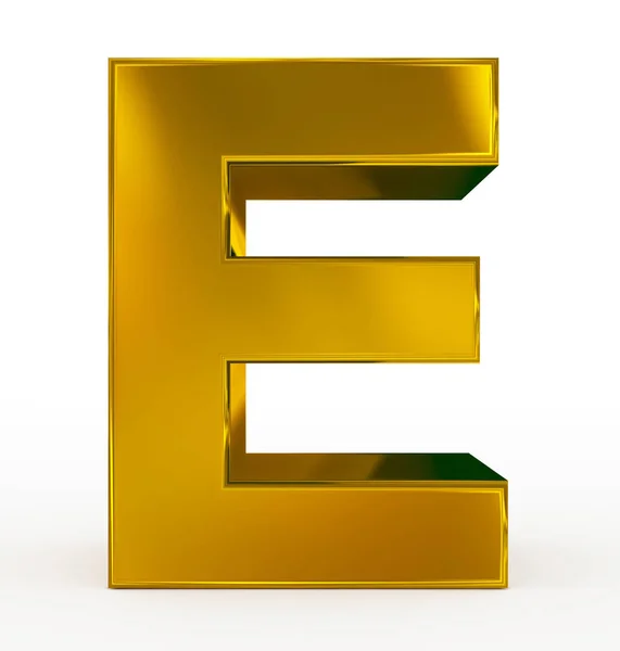 Letter E 3d golden isolated on white — Stock Photo, Image