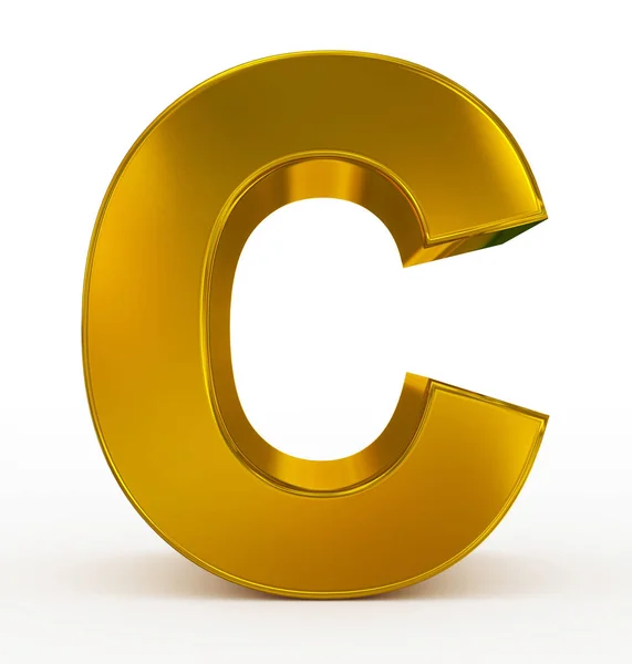 Písmeno C 3d zlatý izolované na bílém — Stock fotografie
