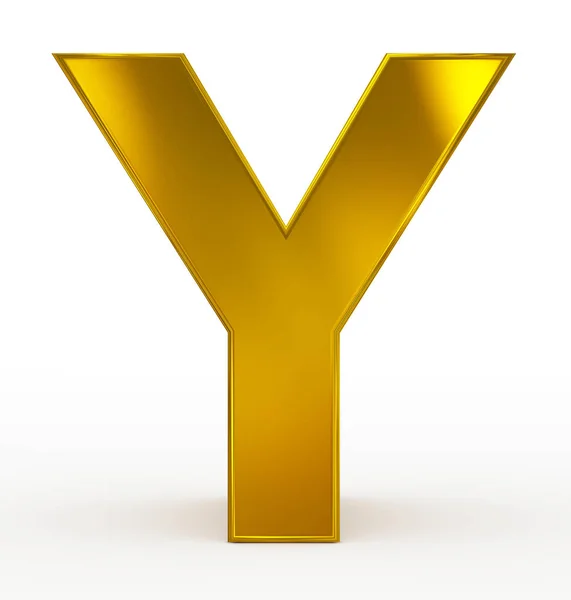 Letter Y 3d golden isolated on white — Stock Photo, Image