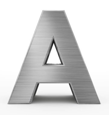 mektup üzerine beyaz izole bir 3d metal