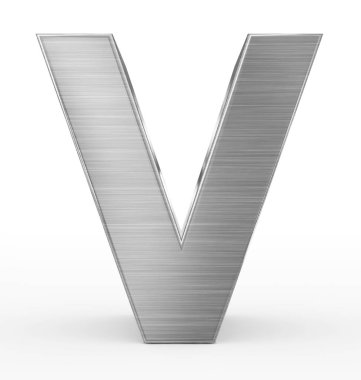 harf V 3d metal üzerinde beyaz izole
