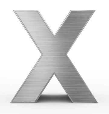 mektup X 3d metal üzerinde beyaz izole