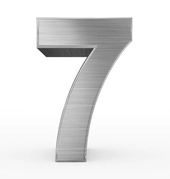 Nummer 7 3d metal geïsoleerd op wit — Stockfoto