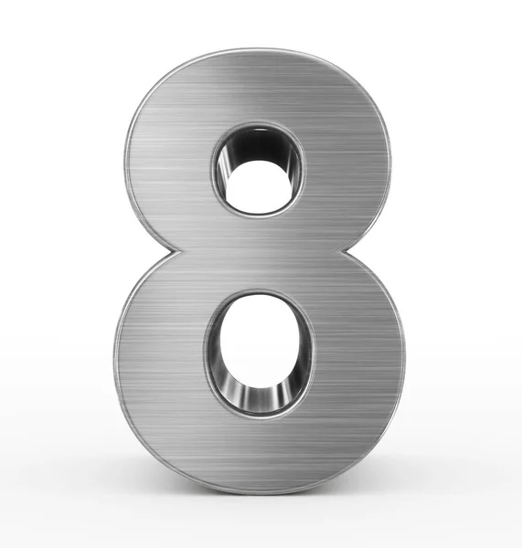 Número 8 3d metal isolado em branco — Fotografia de Stock