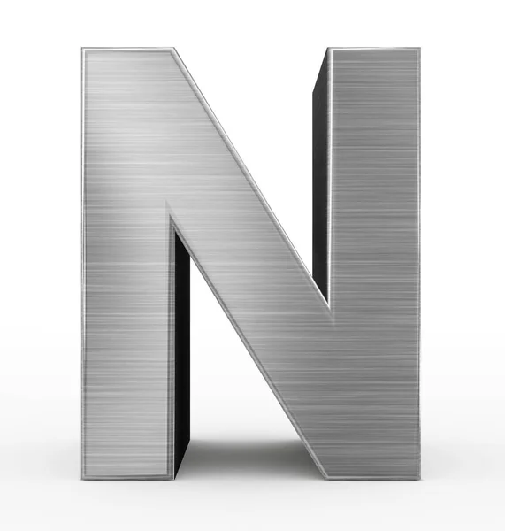 N betű 3d fém elszigetelt fehér — Stock Fotó