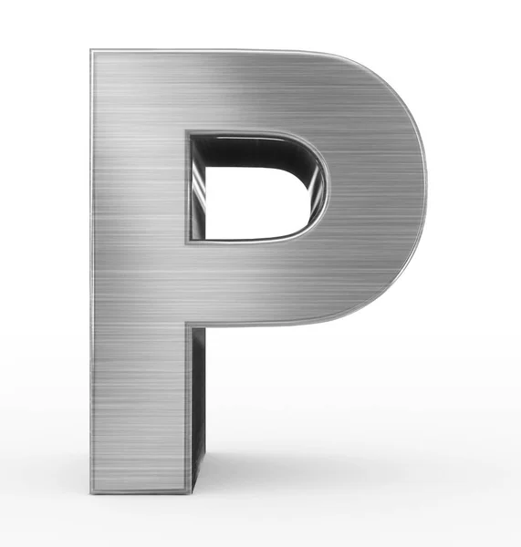 Letter P 3d metal isolated on white — Stock Photo, Image