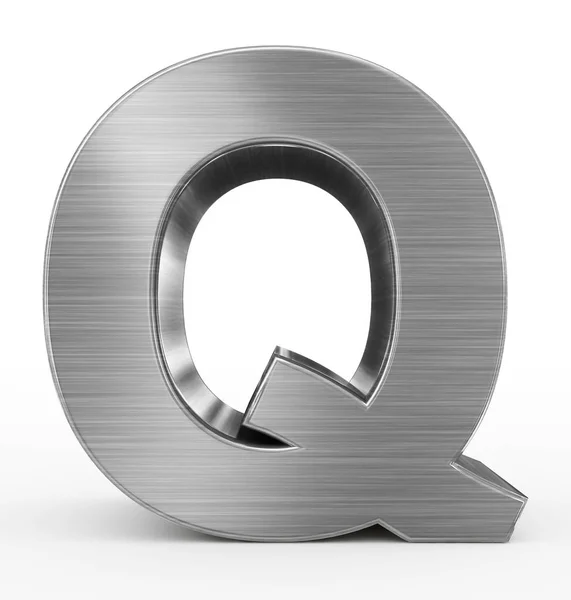 3d μέταλλο γράμμα Q που απομονώνονται σε λευκό — Φωτογραφία Αρχείου