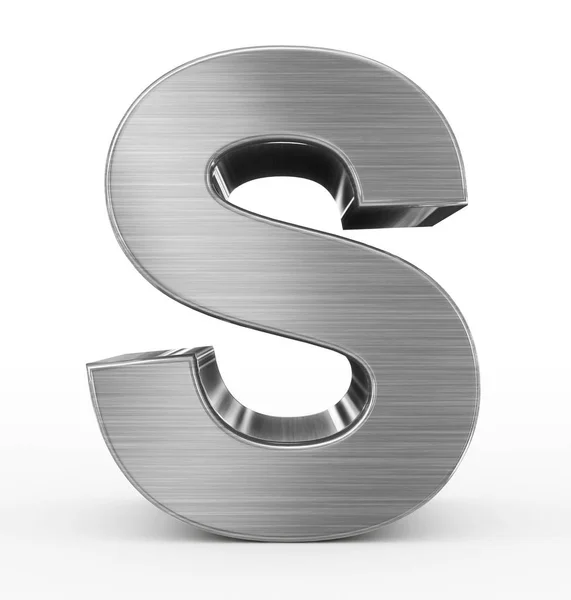 Litera S 3d metal na białym tle — Zdjęcie stockowe