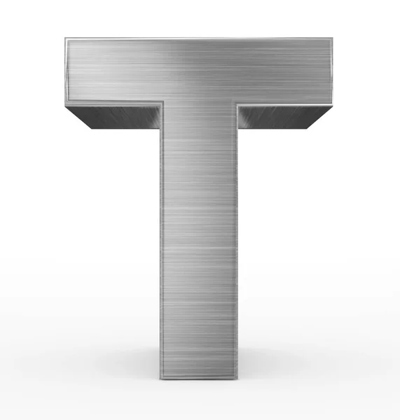 Letter T 3d metal isolated on white — Stock Photo, Image