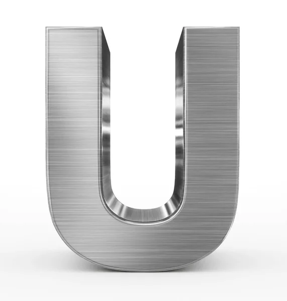 Letter U 3d metal isolated on white — Stock Photo, Image