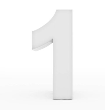 Sayı 1 beyaz izole 3d beyaz