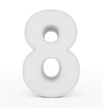 sayı 8 beyaz izole 3d beyaz