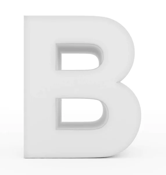 Huruf B 3d putih terisolasi di atas putih — Stok Foto