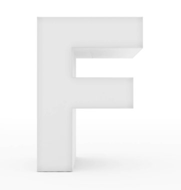 F harfi 3d beyaz beyaz izole