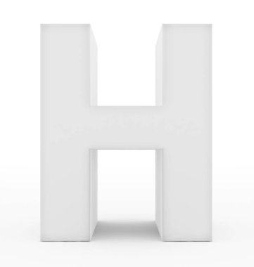 H harfi 3d beyaz beyaz izole