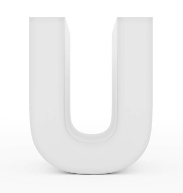 U harfi 3d beyaz beyaz izole