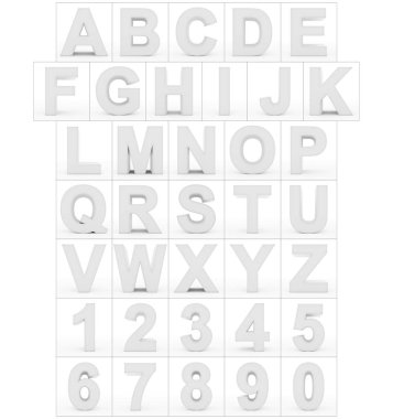 harf ve rakam 3d beyaz beyaz izole