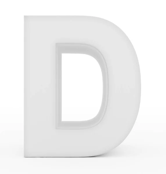 Huruf D 3d putih terisolasi di atas putih — Stok Foto