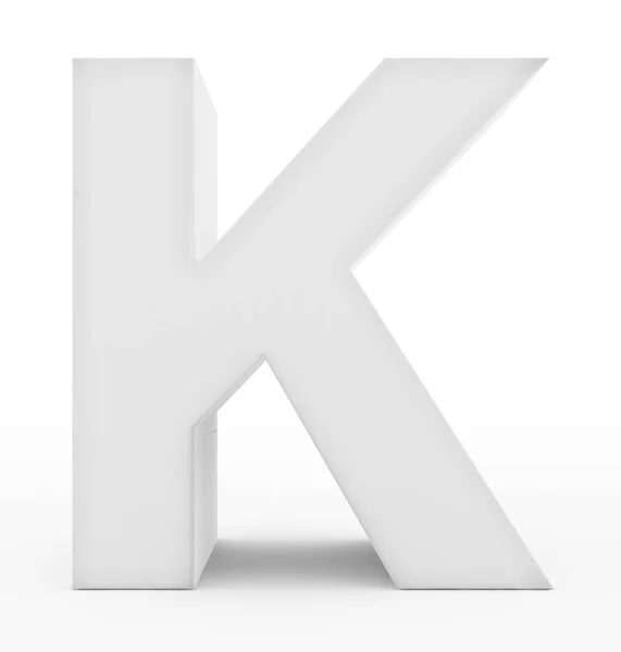 Letra K 3d branco isolado no branco — Fotografia de Stock
