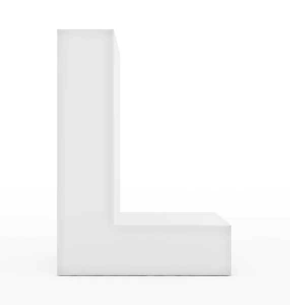 L harfi 3d beyaz beyaz izole — Stok fotoğraf