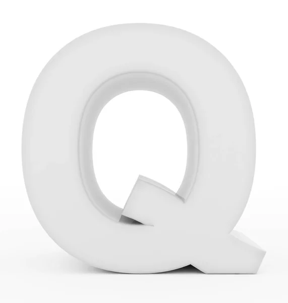 3d letter Q-wit op wit wordt geïsoleerd — Stockfoto