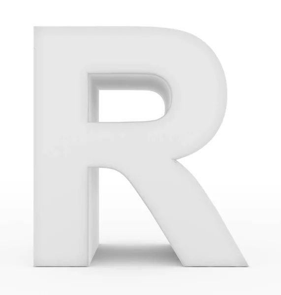 Litera R 3d biały na białym tle — Zdjęcie stockowe