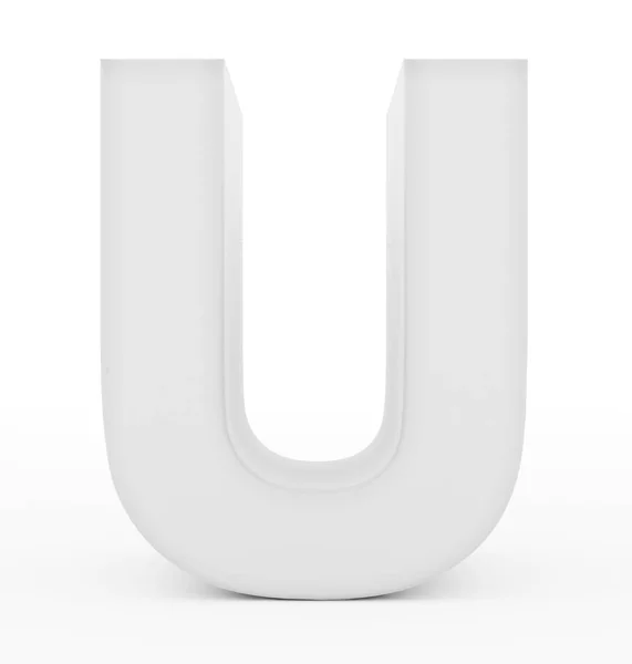 Litera U 3d biały na białym tle — Zdjęcie stockowe