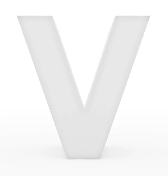 Harf V 3d beyaz beyaz izole — Stok fotoğraf