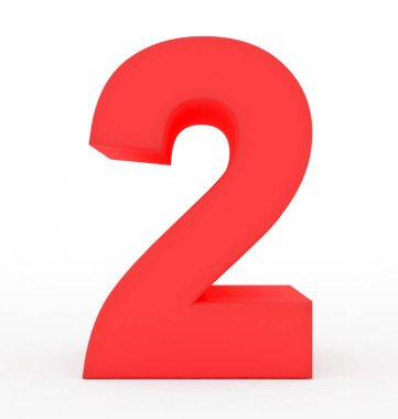 Sayı 2 beyaz izole 3d kırmızı