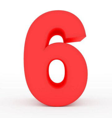sayı 6 beyaz izole 3d kırmızı