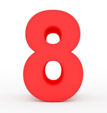 sayı 8 beyaz izole 3d kırmızı