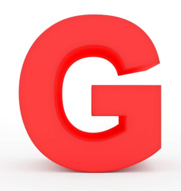 G harfi 3d kırmızı üzerine beyaz izole