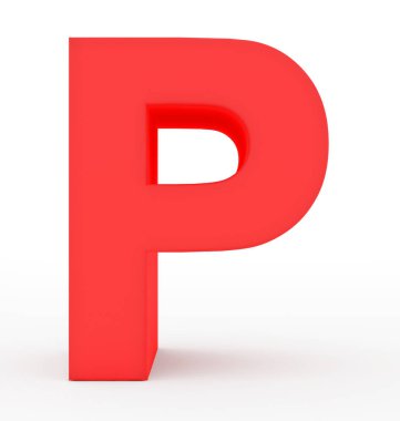 P harfi 3d kırmızı üzerine beyaz izole