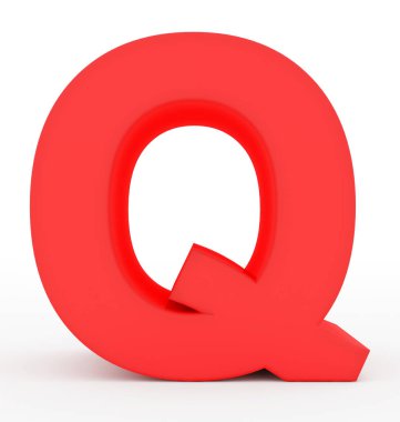 harf Q 3d kırmızı üzerine beyaz izole