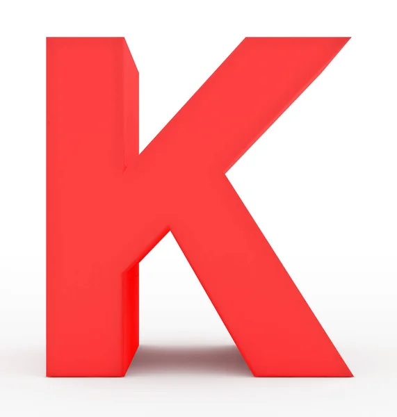 Huruf K 3d merah terisolasi di putih — Stok Foto