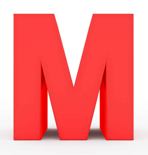 Letter M 3d red isolated on white — Stock Photo, Image