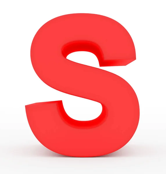 Litera S 3d czerwony na białym tle — Zdjęcie stockowe