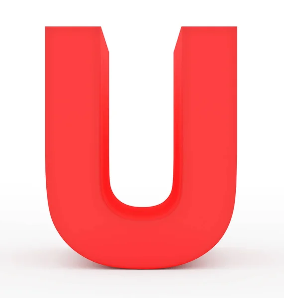 Letter U 3d red isolated on white — Stock Photo, Image