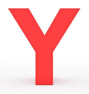 Y harfi 3d kırmızı üzerine beyaz izole