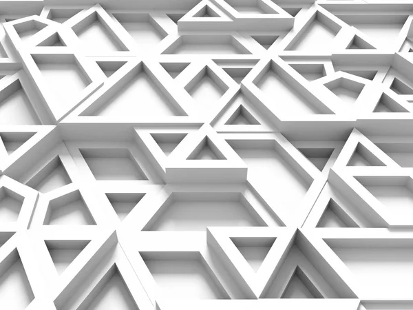 Triángulos equiláteros - fondo abstracto blanco con sombras —  Fotos de Stock
