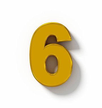 sayı 6 beyaz gölge - ortogonal pr ile izole 3d altın