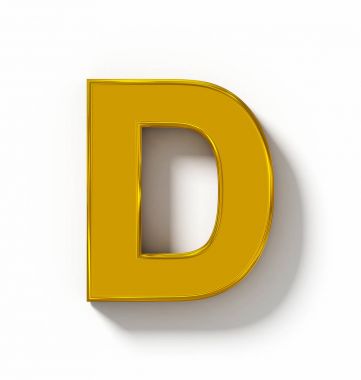 D harfi 3d altın beyaz gölge - ortogonal pr ile izole